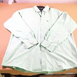 Stafford Signature Mens XL 17-17.5 36-37 Regular Fit Green Textured Slub Shirt